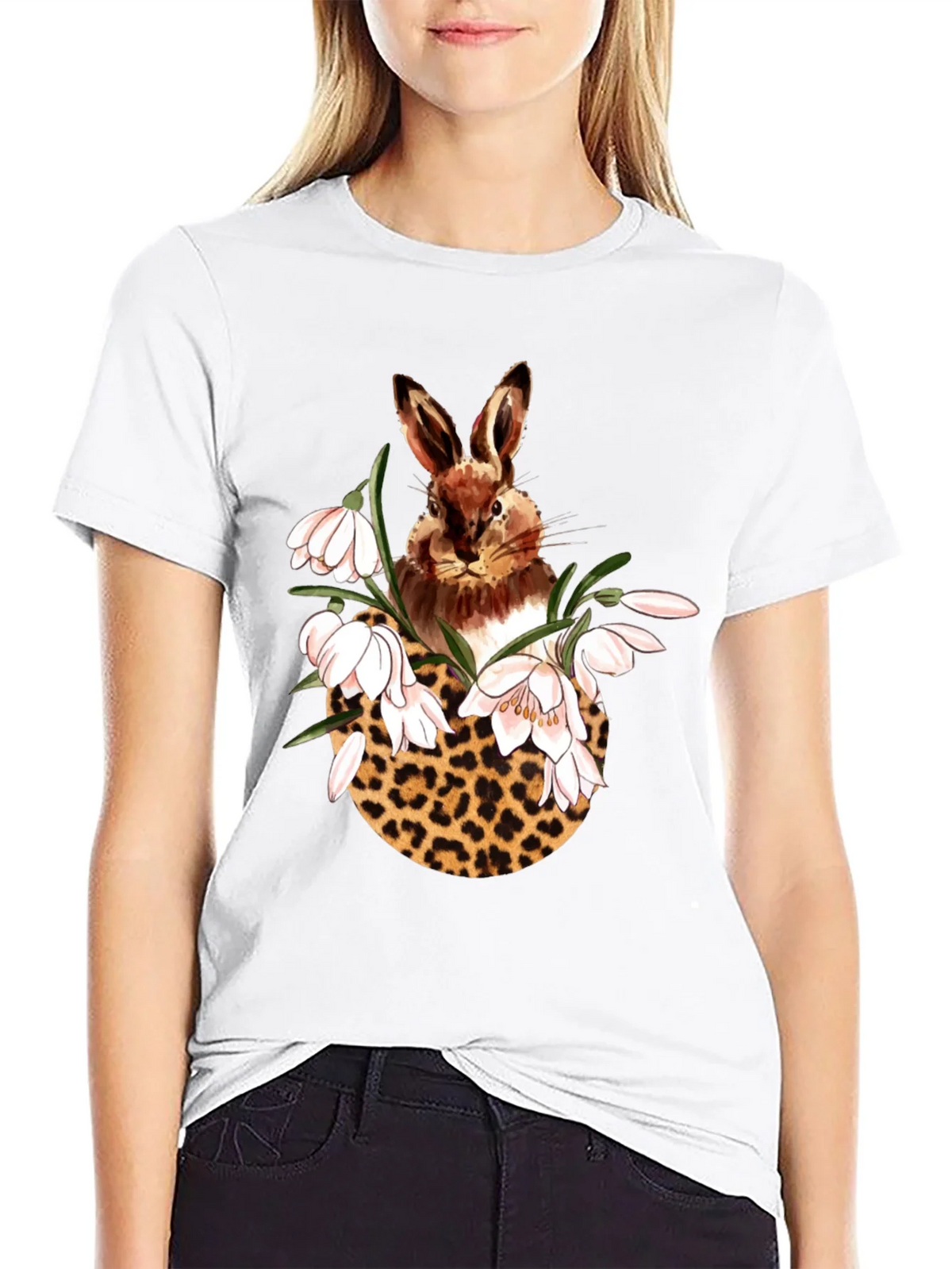 Rabbit Leopard Floral T-Shirt product image 5