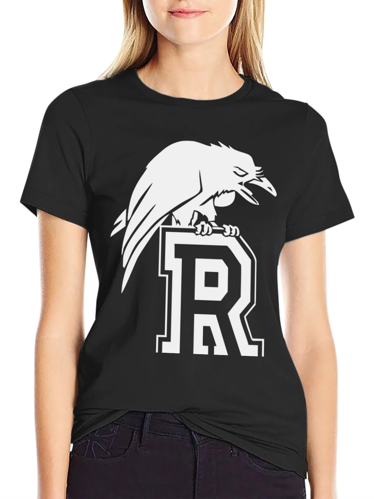Raven Perched on Letter R Graphic Tee - Black product image 2