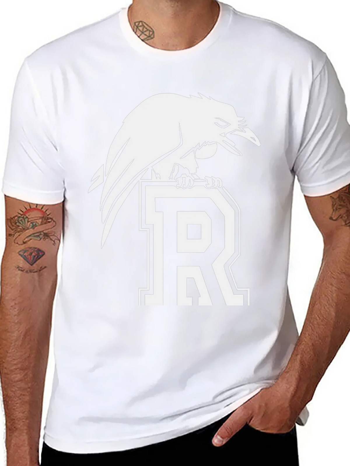 Raven Perched on Letter R Graphic Tee - Black product image 7