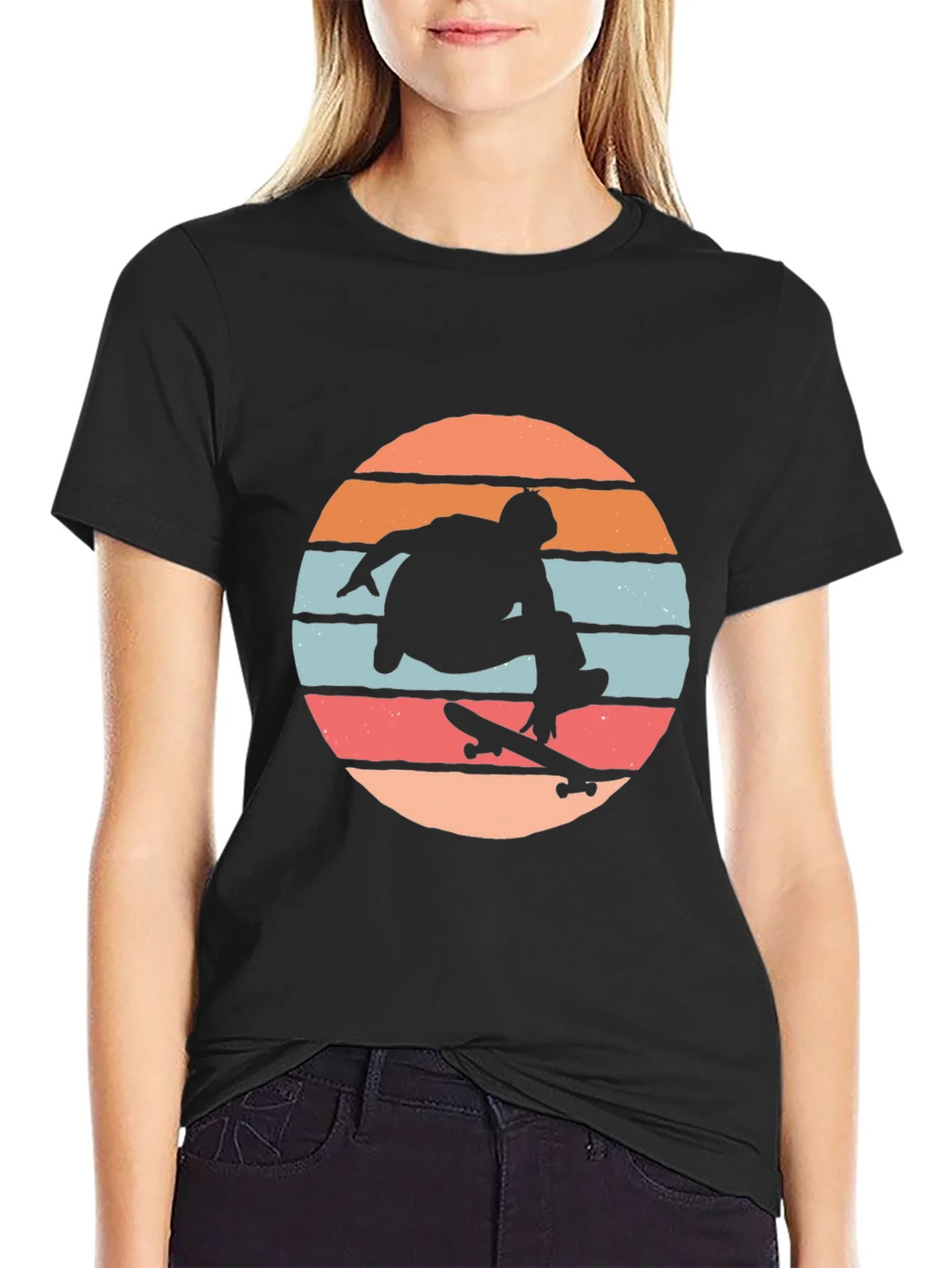 Skateboarder Silhouette Tee - Retro Sunset Design product image 2