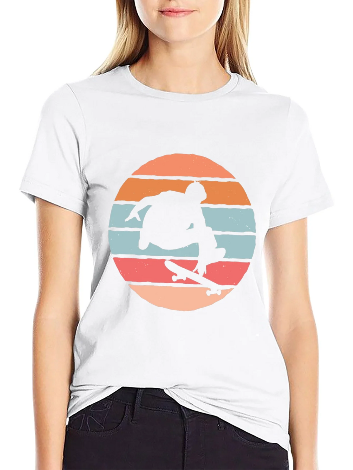 Skateboarder Silhouette Tee - Retro Sunset Design product image 8