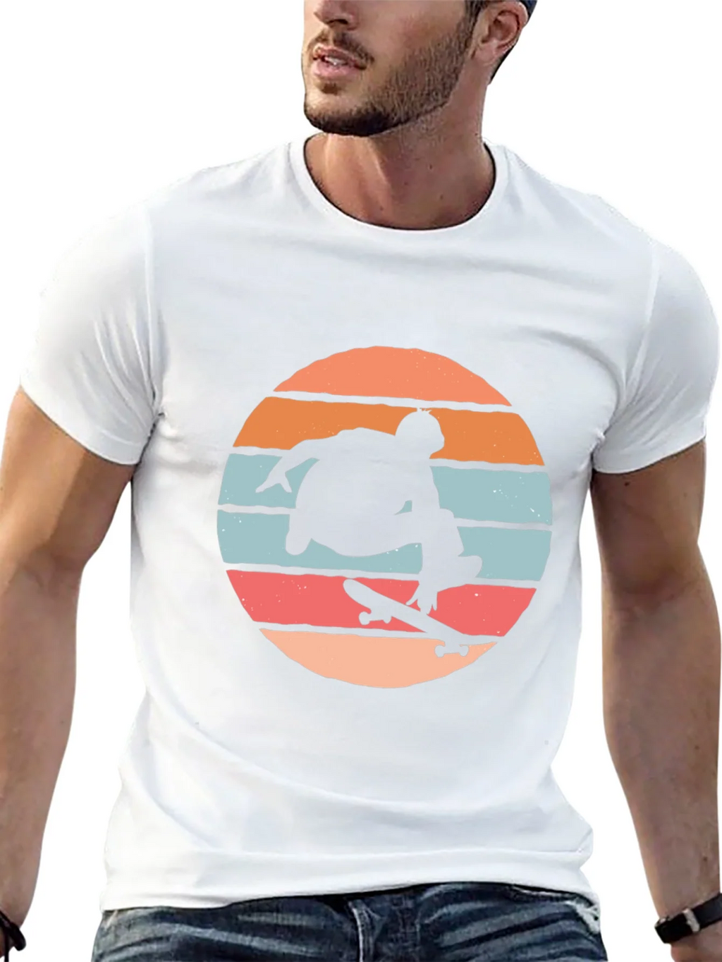 Skateboarder Silhouette Tee - Retro Sunset Design product image 12