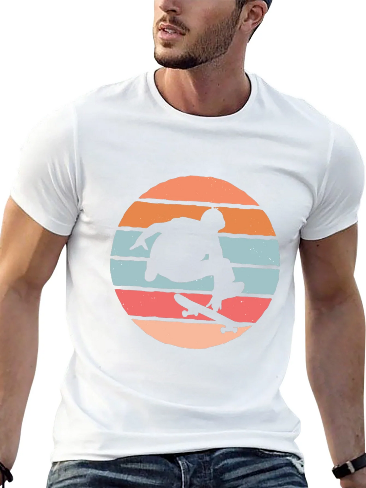 Skateboarder Silhouette Tee - Retro Sunset Design product image 12