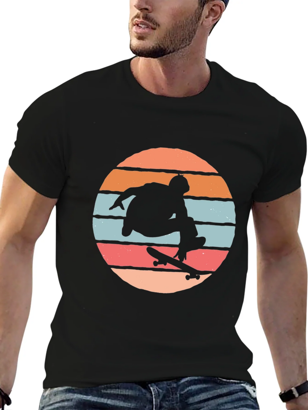 Skateboarder Silhouette Tee - Retro Sunset Design product image 6