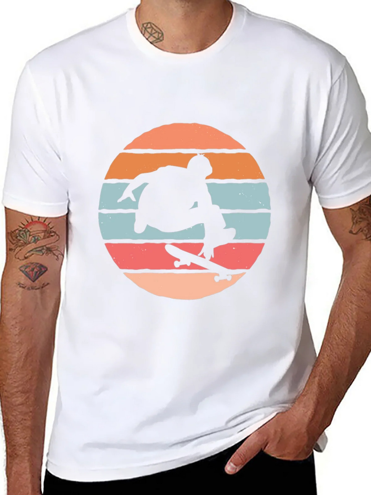 Skateboarder Silhouette Tee - Retro Sunset Design product image 7