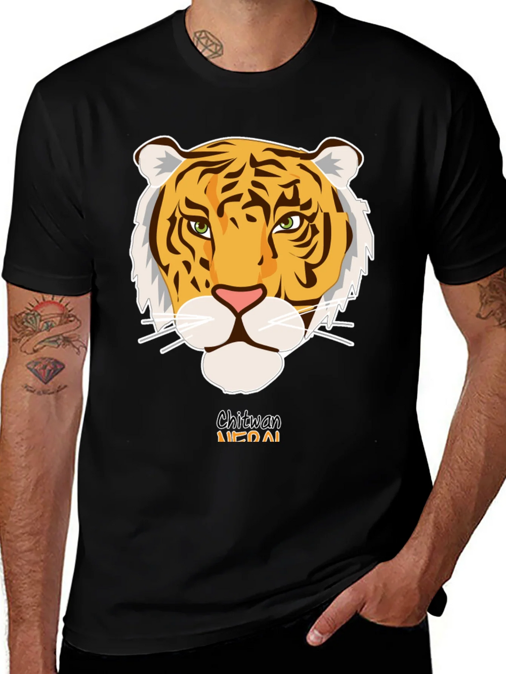 Chitwan Nepal Tiger Graphic Tee - Black product image 1