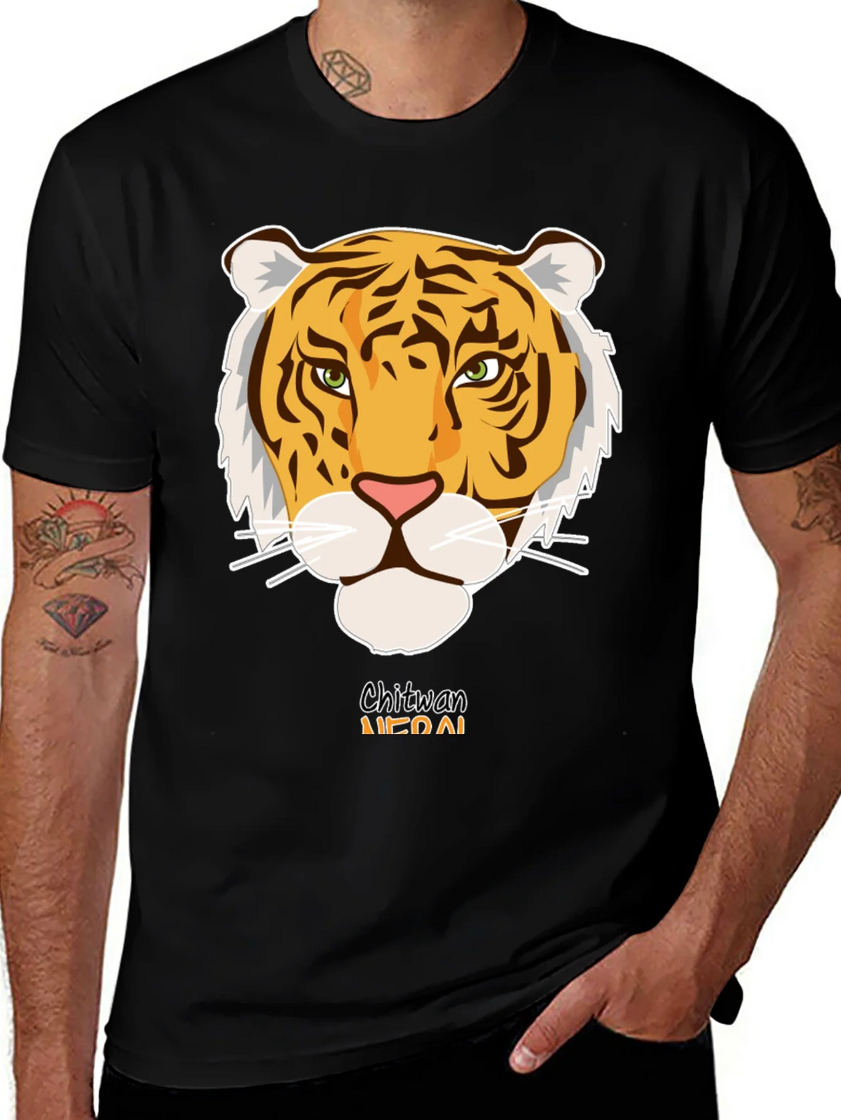 Chitwan Nepal Tiger Graphic Tee - Black product image 1