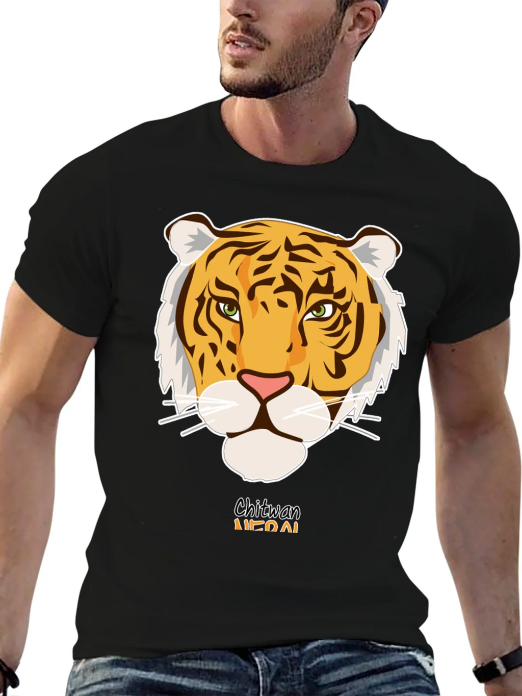 Chitwan Nepal Tiger Graphic Tee - Black product image 5