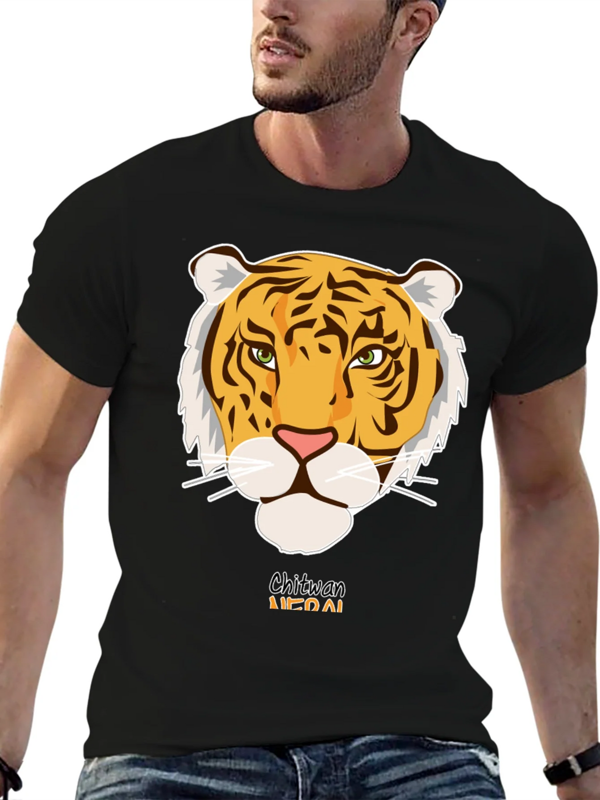 Chitwan Nepal Tiger Graphic Tee - Black product image 5