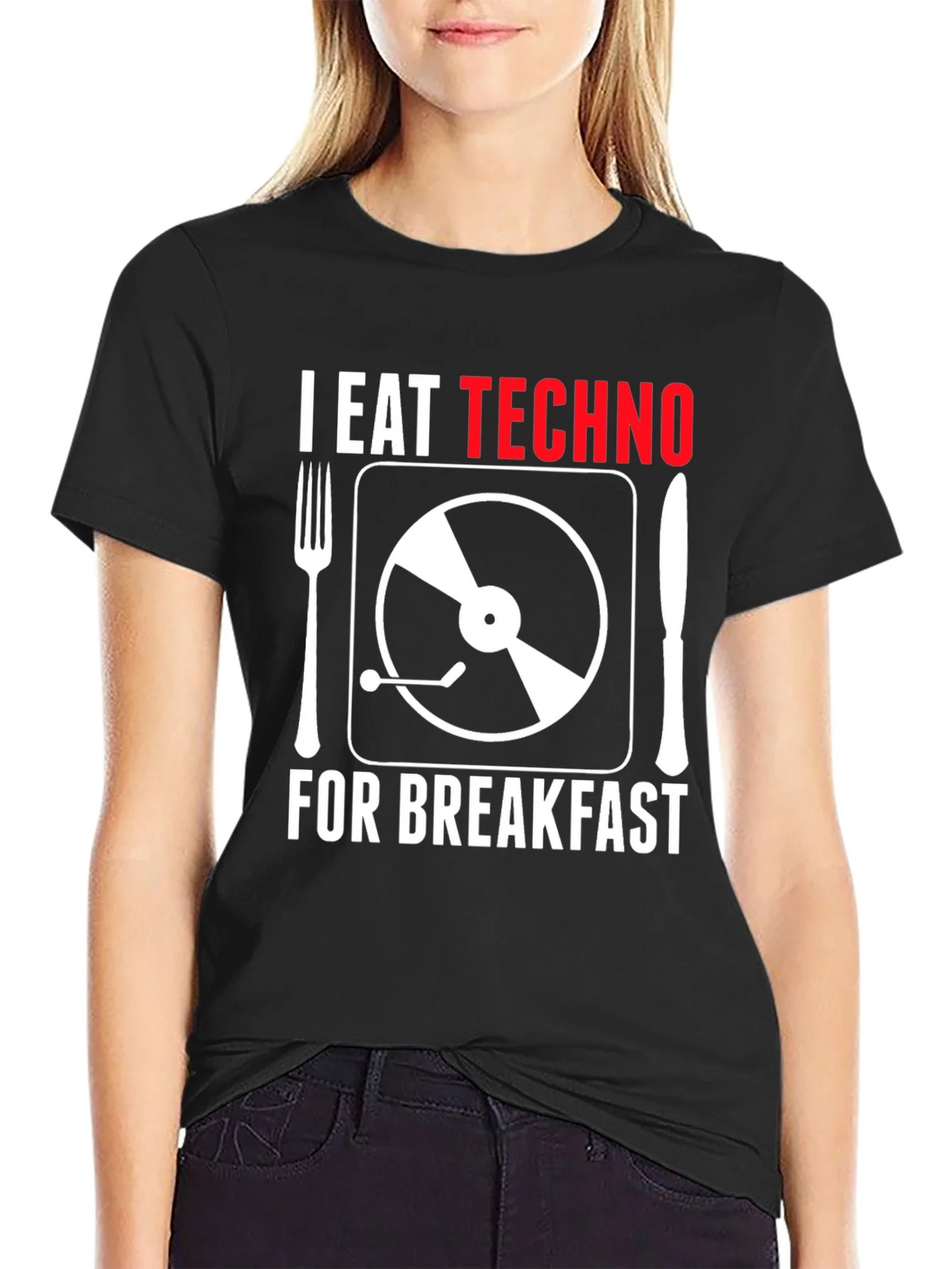 I Eat Techno For Breakfast T-Shirt - Music Lover Tee product image 2