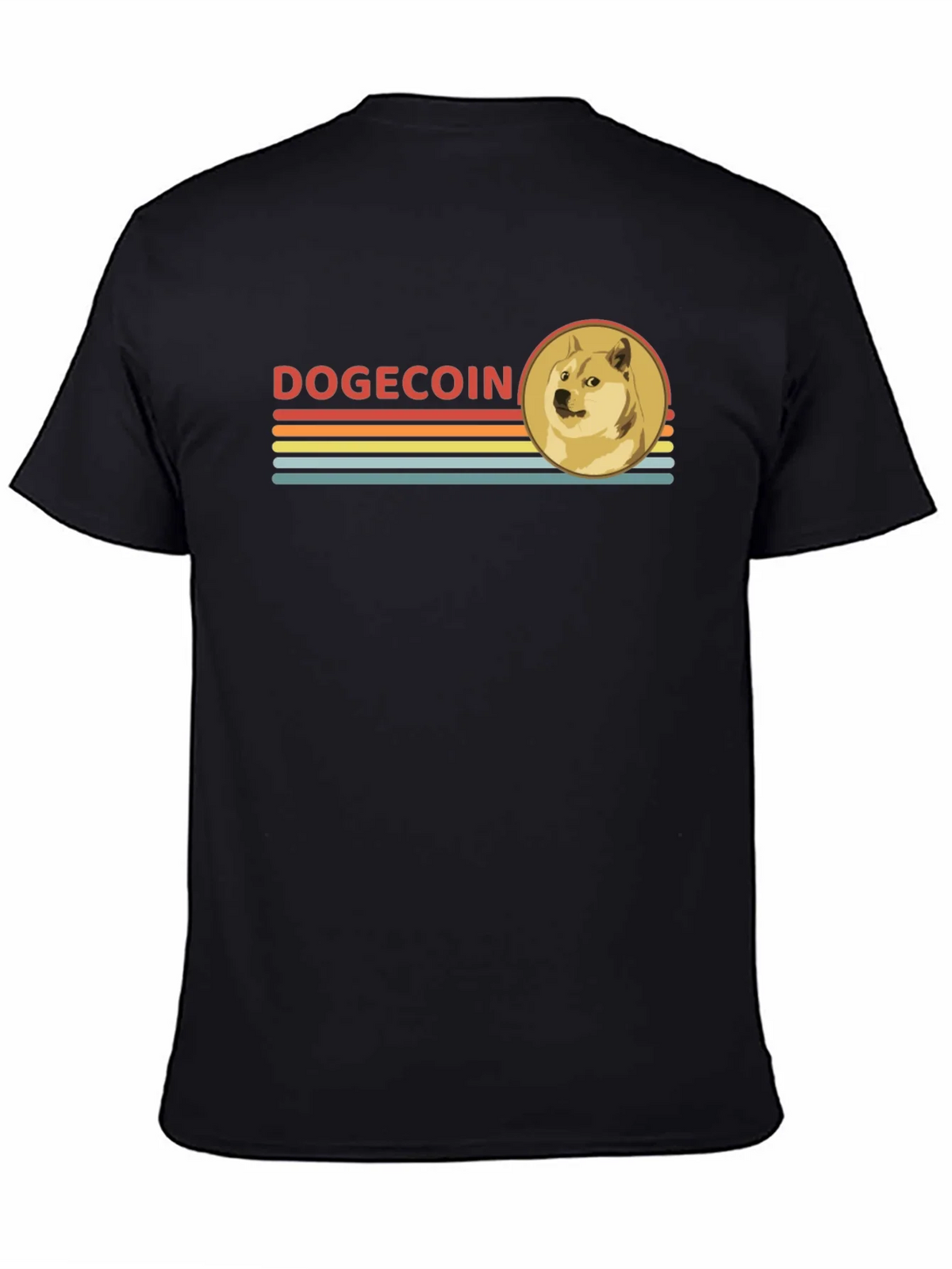 Dogecoin Retro Style Black T-Shirt product image 4