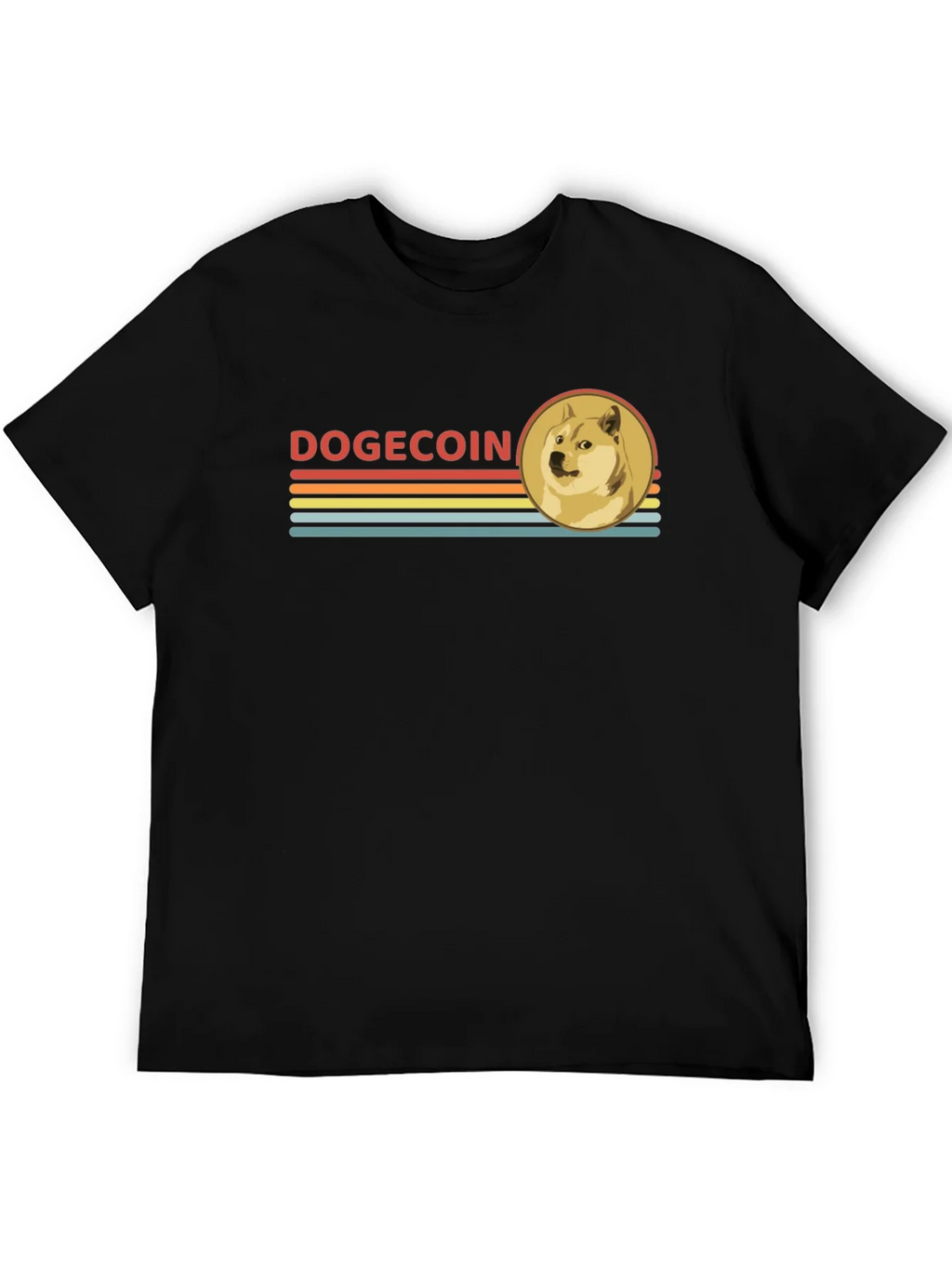 Dogecoin Retro Style Black T-Shirt product image 5