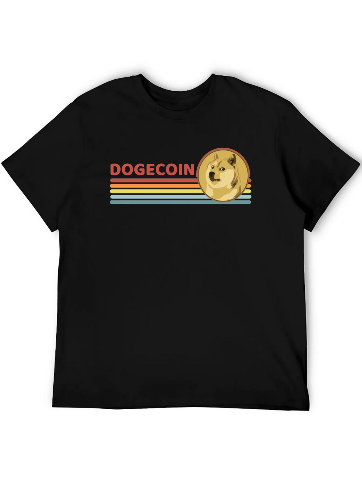 Dogecoin Retro Style Black T-Shirt product image 5