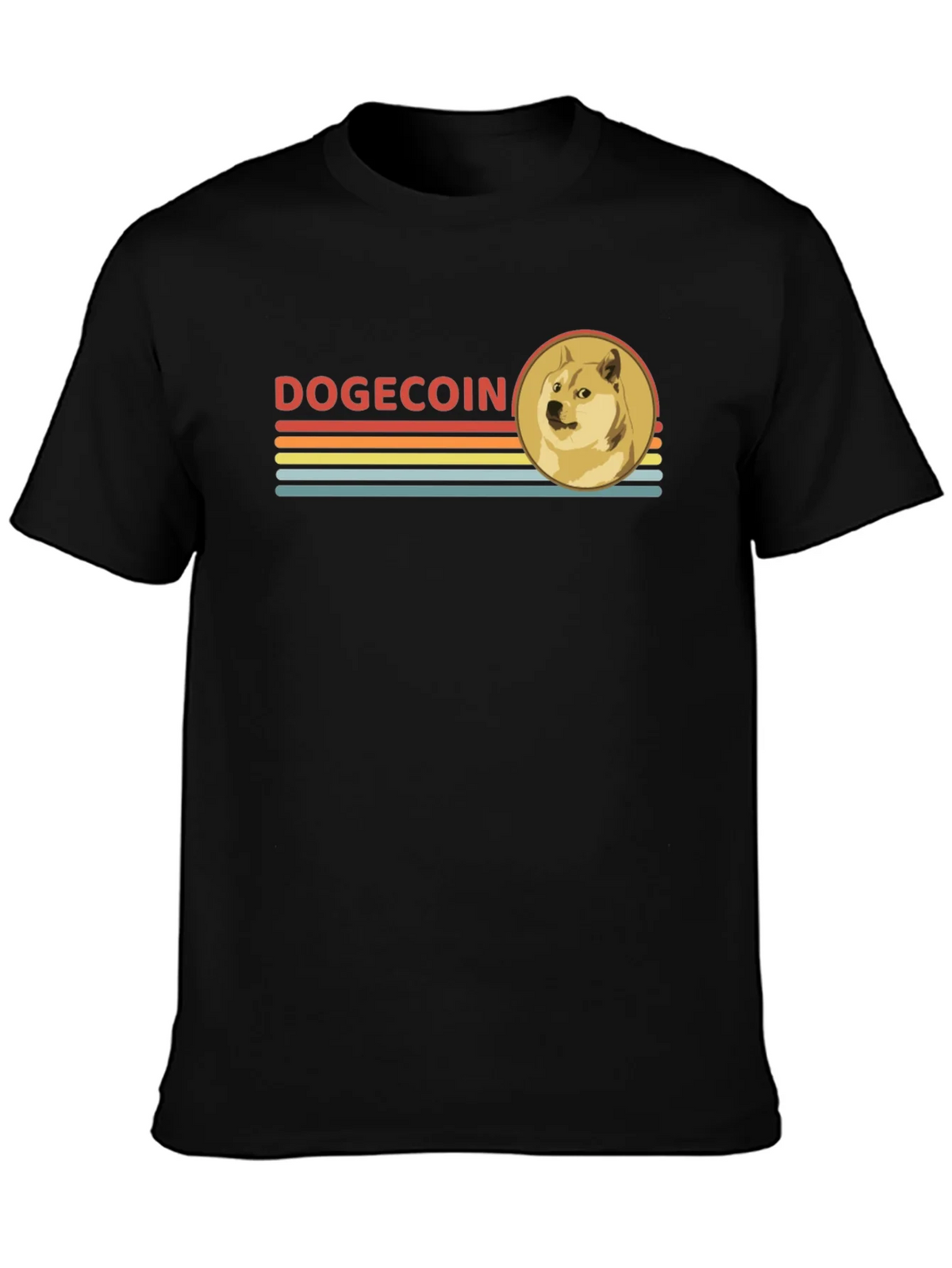 Dogecoin Retro Style Black T-Shirt product image 3