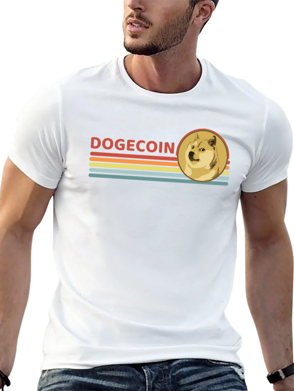Dogecoin Retro Style Black T-Shirt product image 12