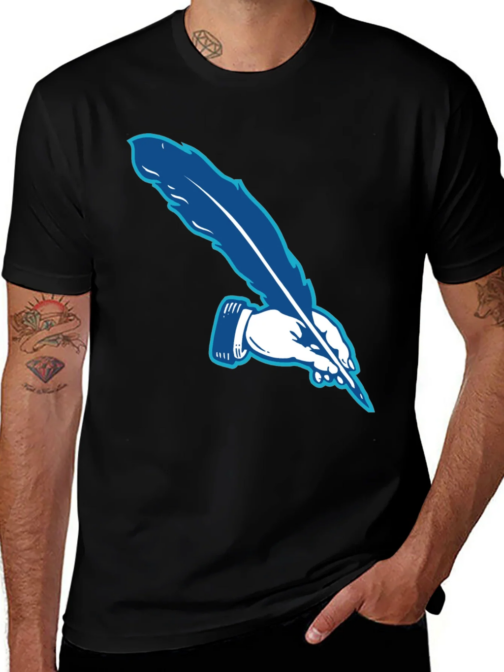Feather Pen Graphic Tee - Stylish & Unique product image 1