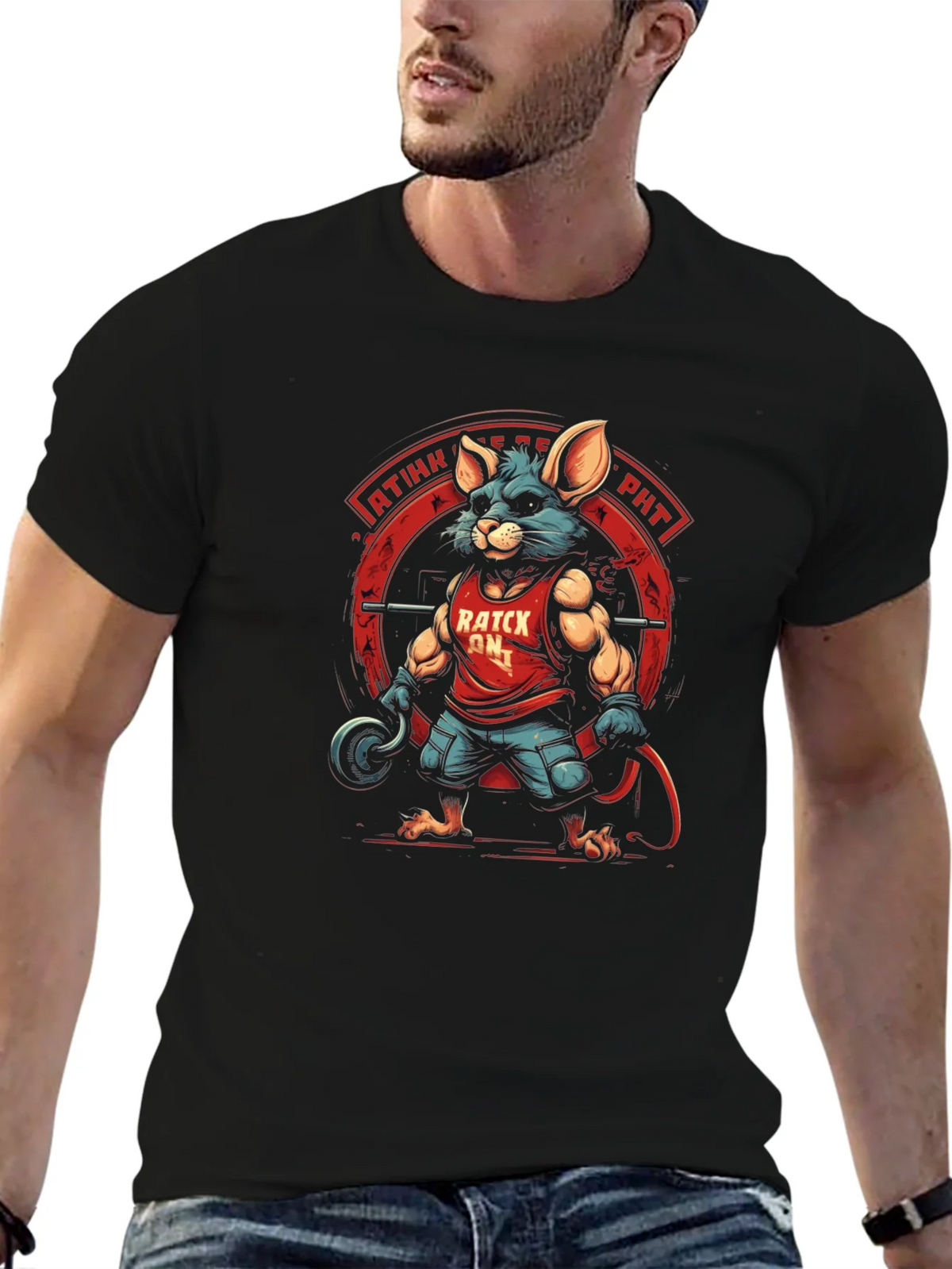 Ratck On! Black Graphic Tee - Fitness Mouse product image 5