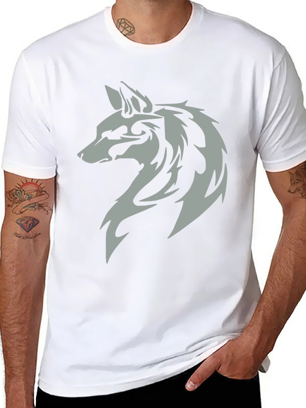 Wolf Head Graphic Black T-Shirt product image 6