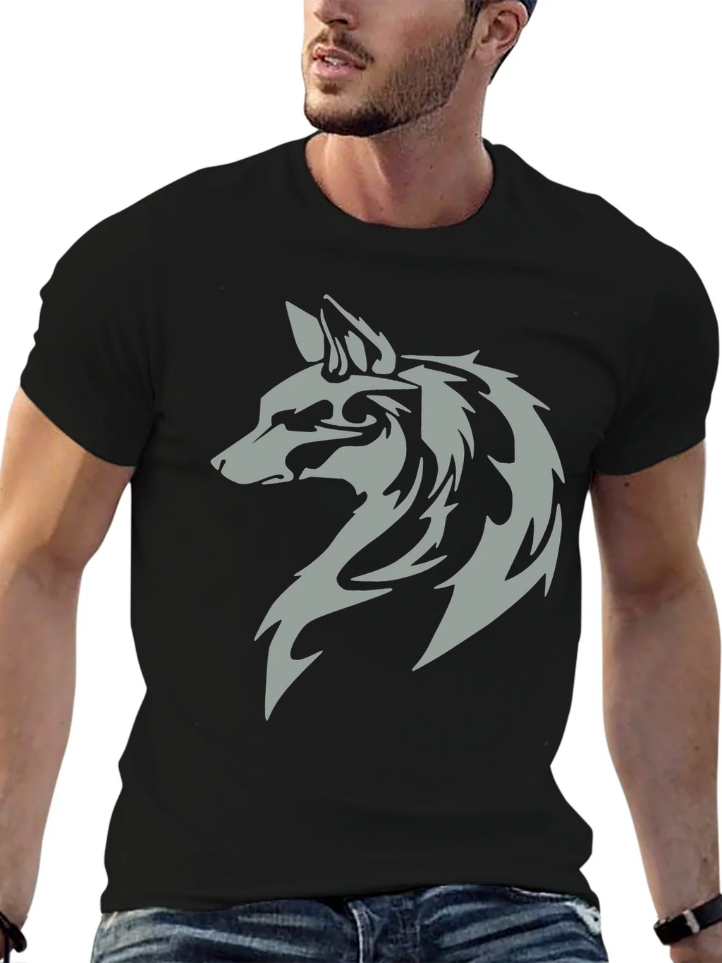 Wolf Head Graphic Black T-Shirt product image 5