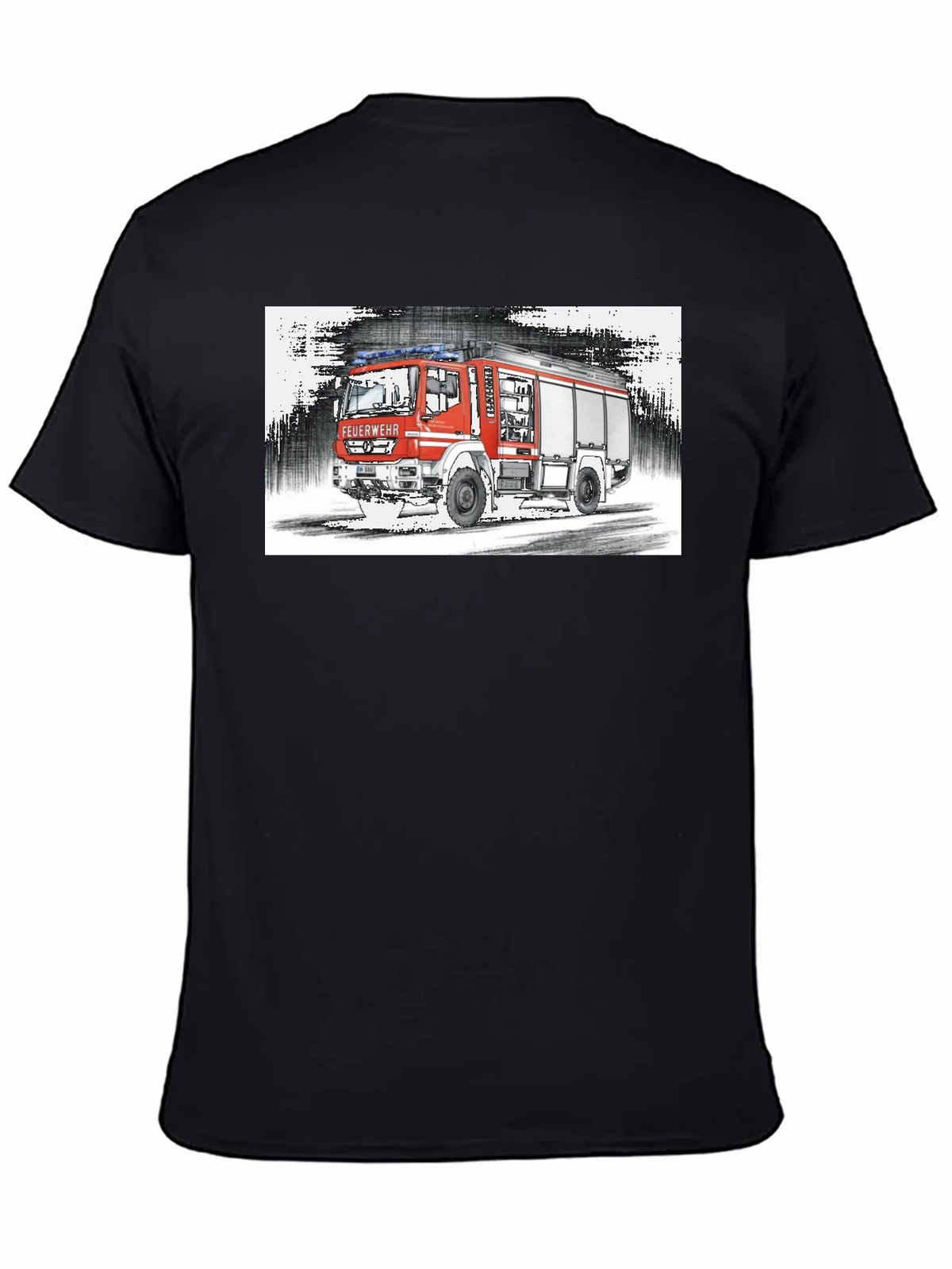 Fire Truck Graphic Tee - Black Cotton T-Shirt product image 4