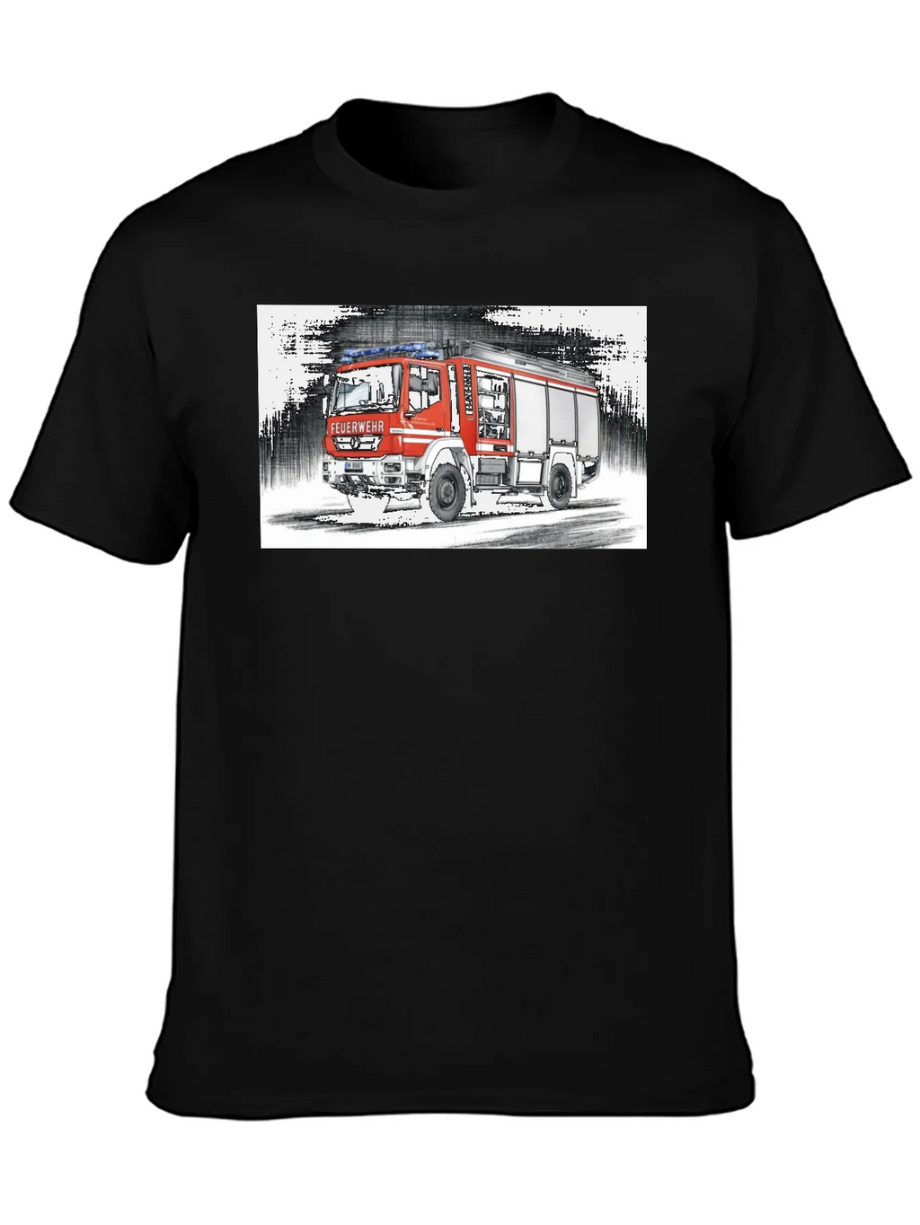 Fire Truck Graphic Tee - Black Cotton T-Shirt product image 3