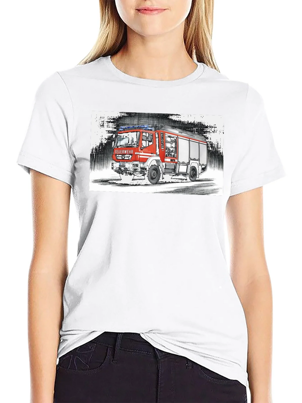 Fire Truck Graphic Tee - Black Cotton T-Shirt product image 8