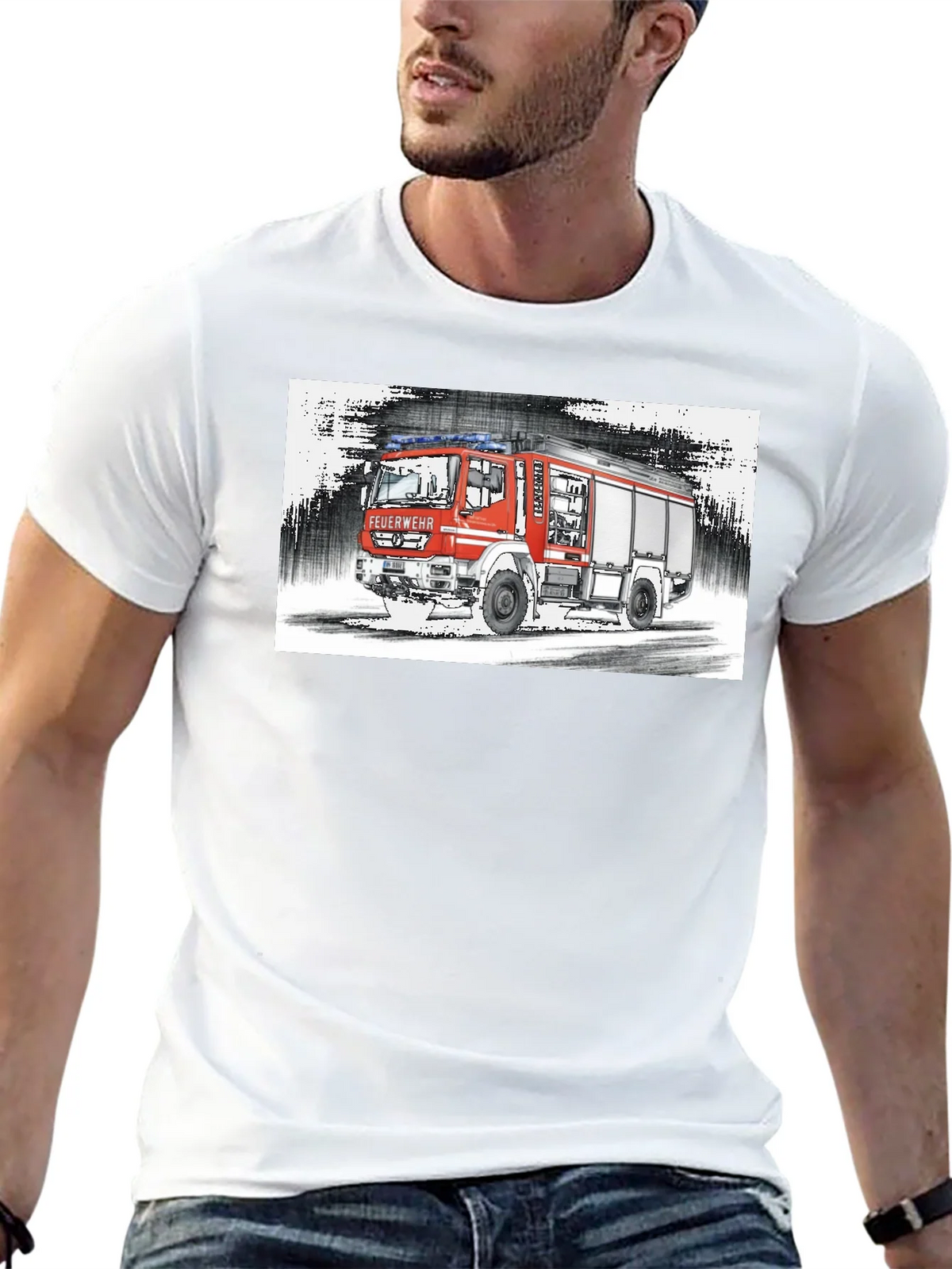 Fire Truck Graphic Tee - Black Cotton T-Shirt product image 12