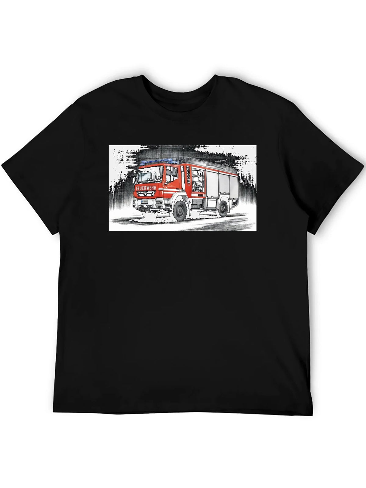 Fire Truck Graphic Tee - Black Cotton T-Shirt product image 5