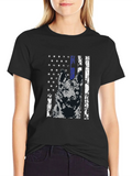 K9 Thin Blue Line Flag T-Shirt - Patriotic Dog Design product image 1