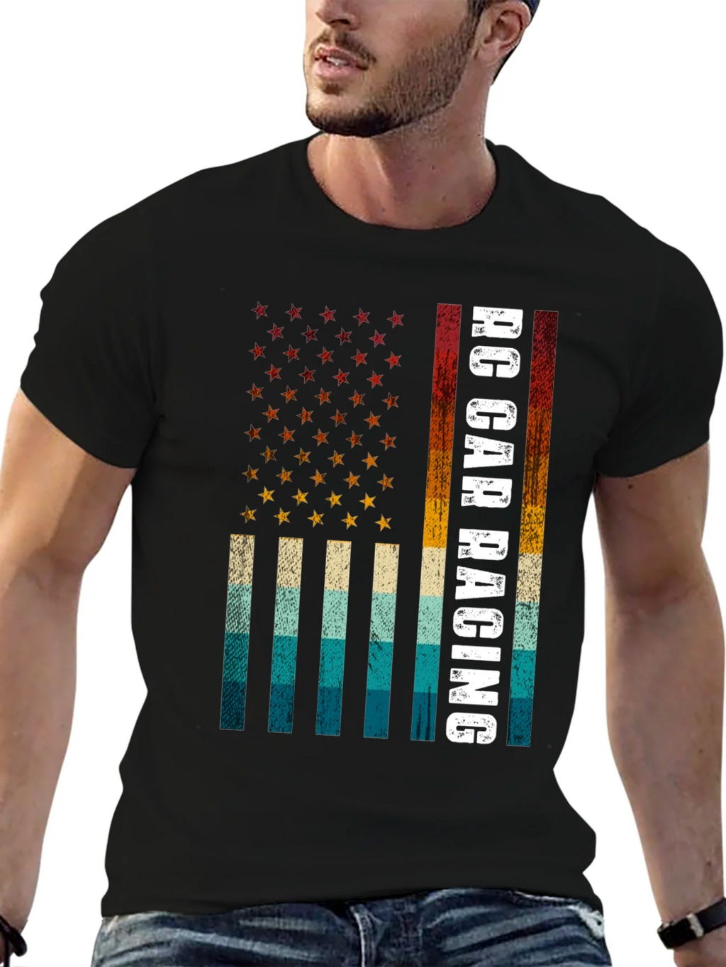 RC Car Racing American Flag T-Shirt product image 6