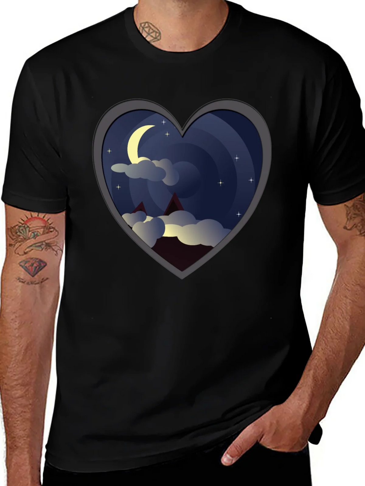Heart Moon T-Shirt - Graphic Tee for Night Sky Lovers product image 1