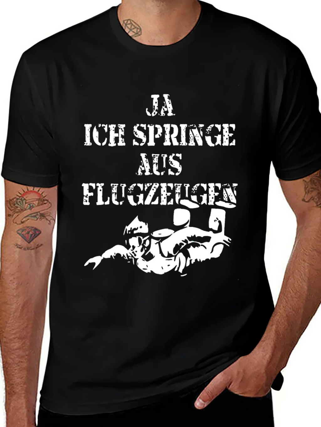 Ja Ich Springe Aus Flugzeugen Funny Skydiving T-Shirt product image 1