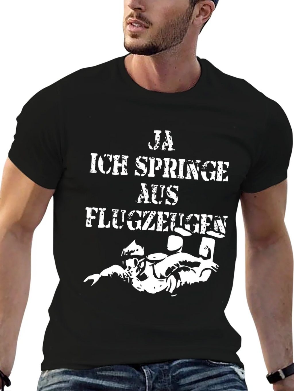 Ja Ich Springe Aus Flugzeugen Funny Skydiving T-Shirt product image 6