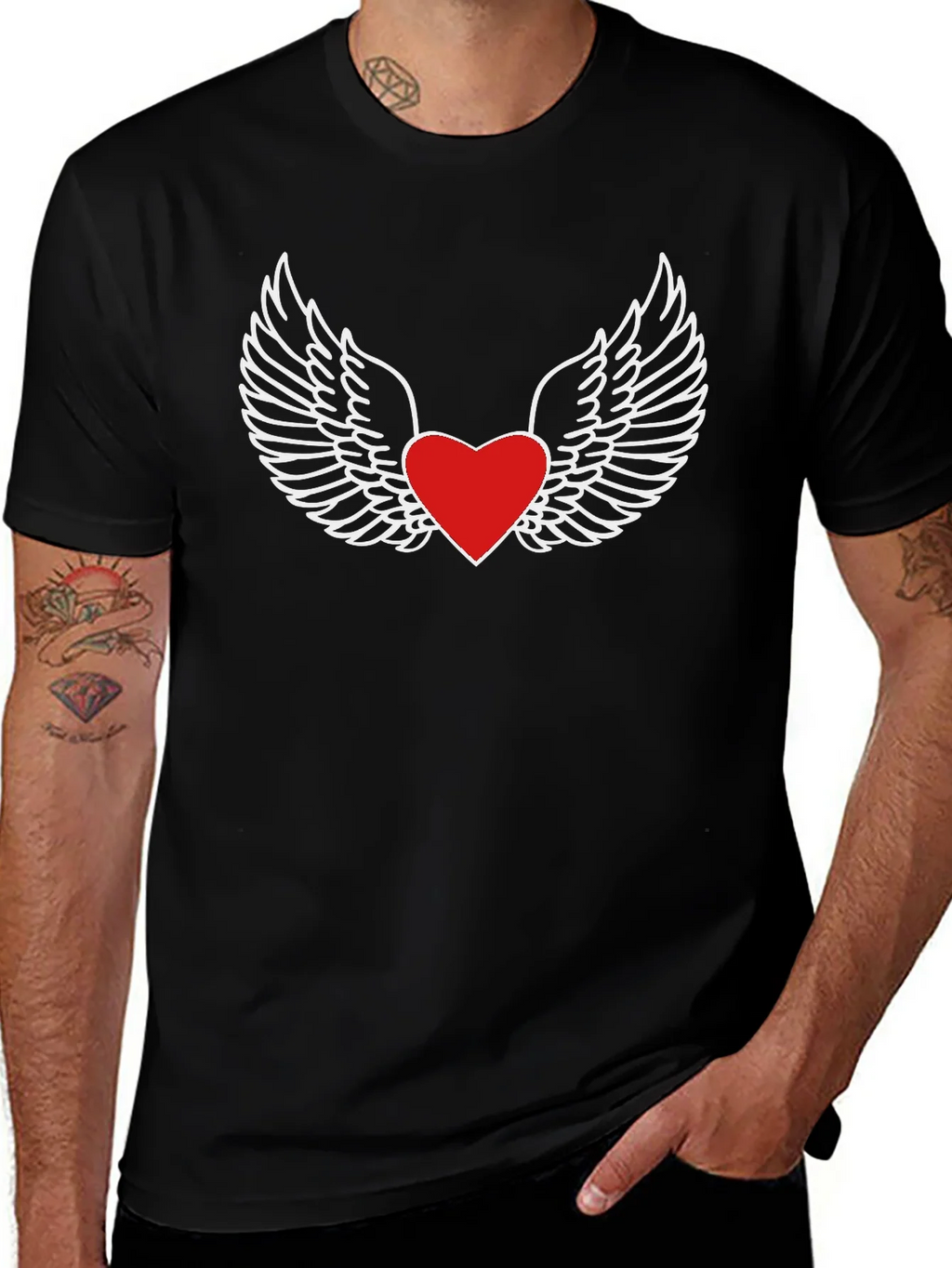 Heart With Wings Graphic Tee - Classic Black T-Shirt product image 1