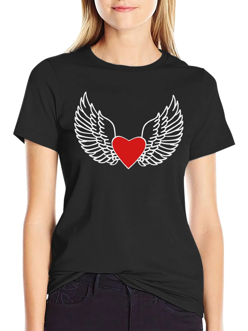 Heart With Wings Graphic Tee - Classic Black T-Shirt product image 2