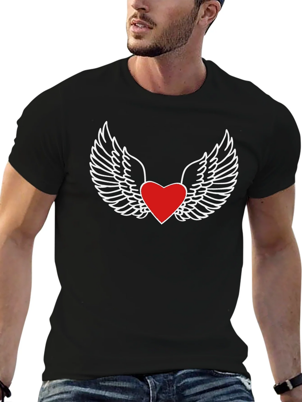 Heart With Wings Graphic Tee - Classic Black T-Shirt product image 6