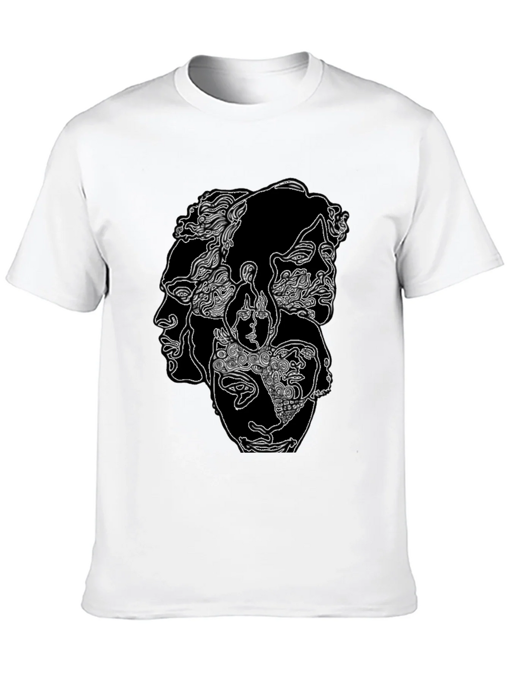 Abstract Faces Graphic Print Black T-Shirt product image 9
