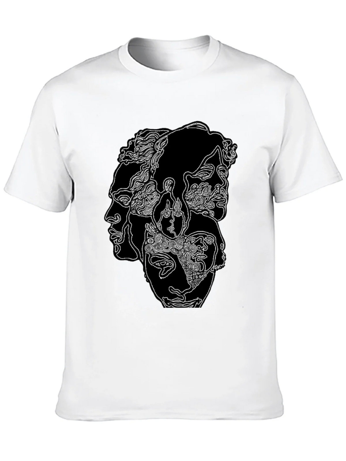 Abstract Faces Graphic Print Black T-Shirt product image 9