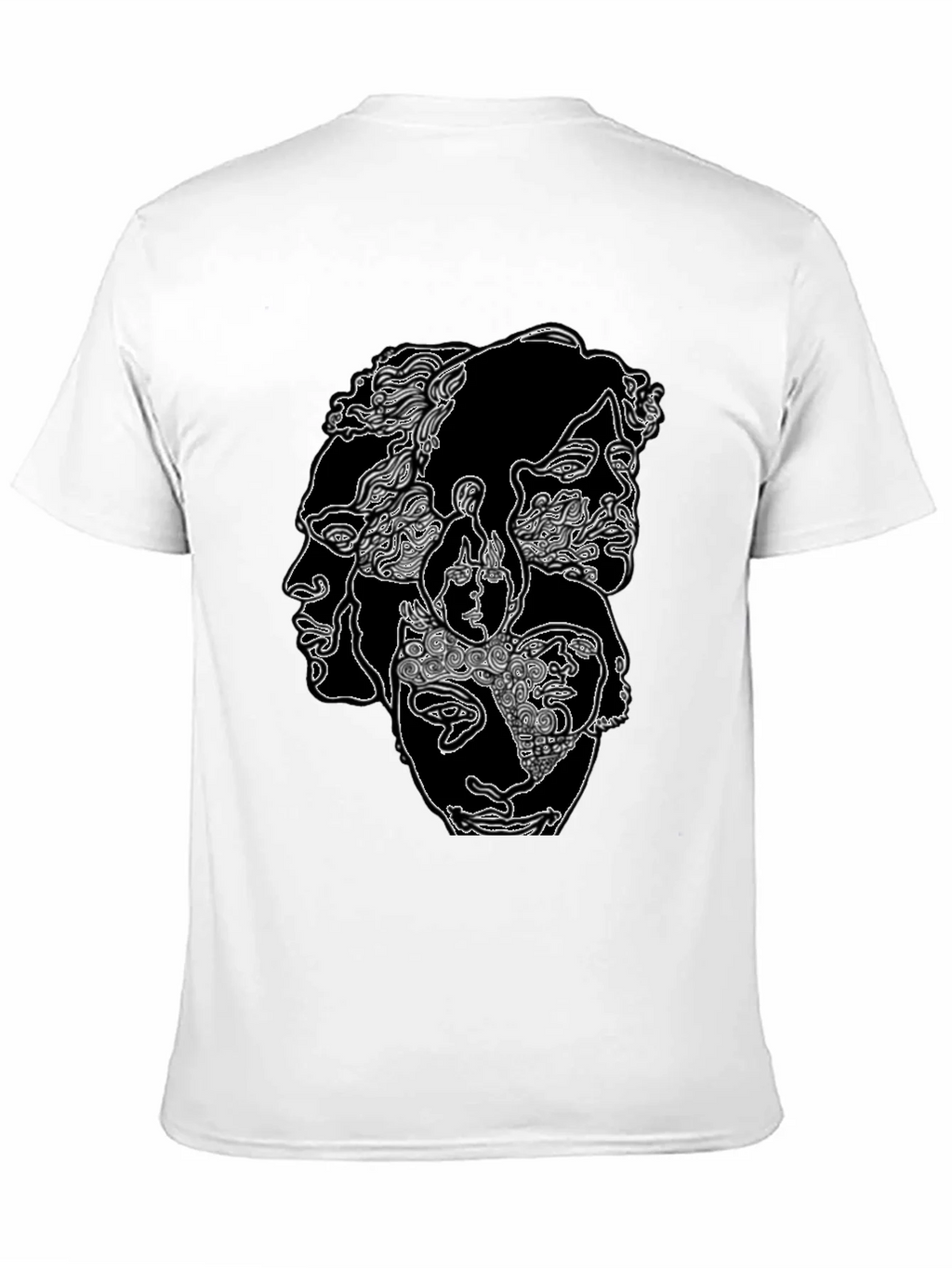 Abstract Faces Graphic Print Black T-Shirt product image 10