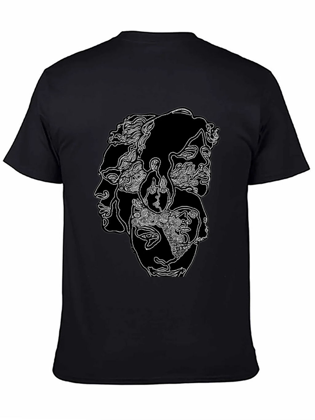Abstract Faces Graphic Print Black T-Shirt product image 4