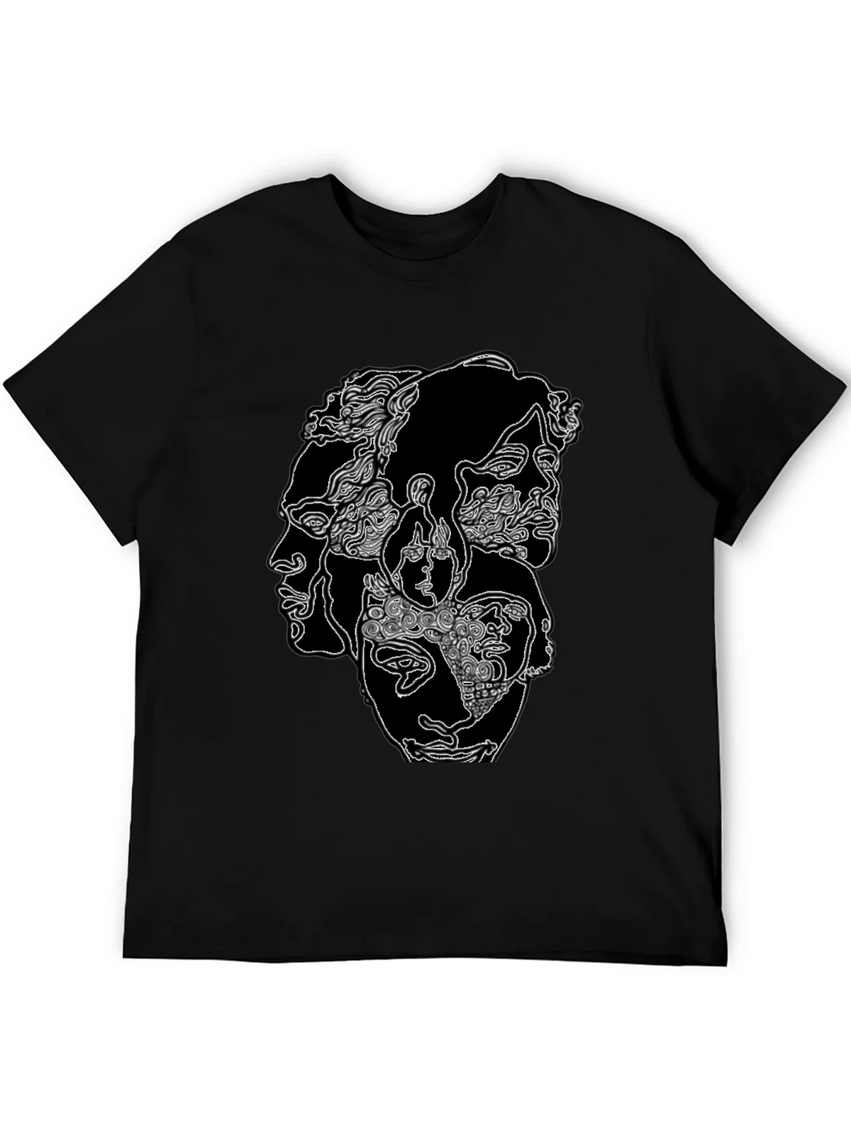 Abstract Faces Graphic Print Black T-Shirt product image 5