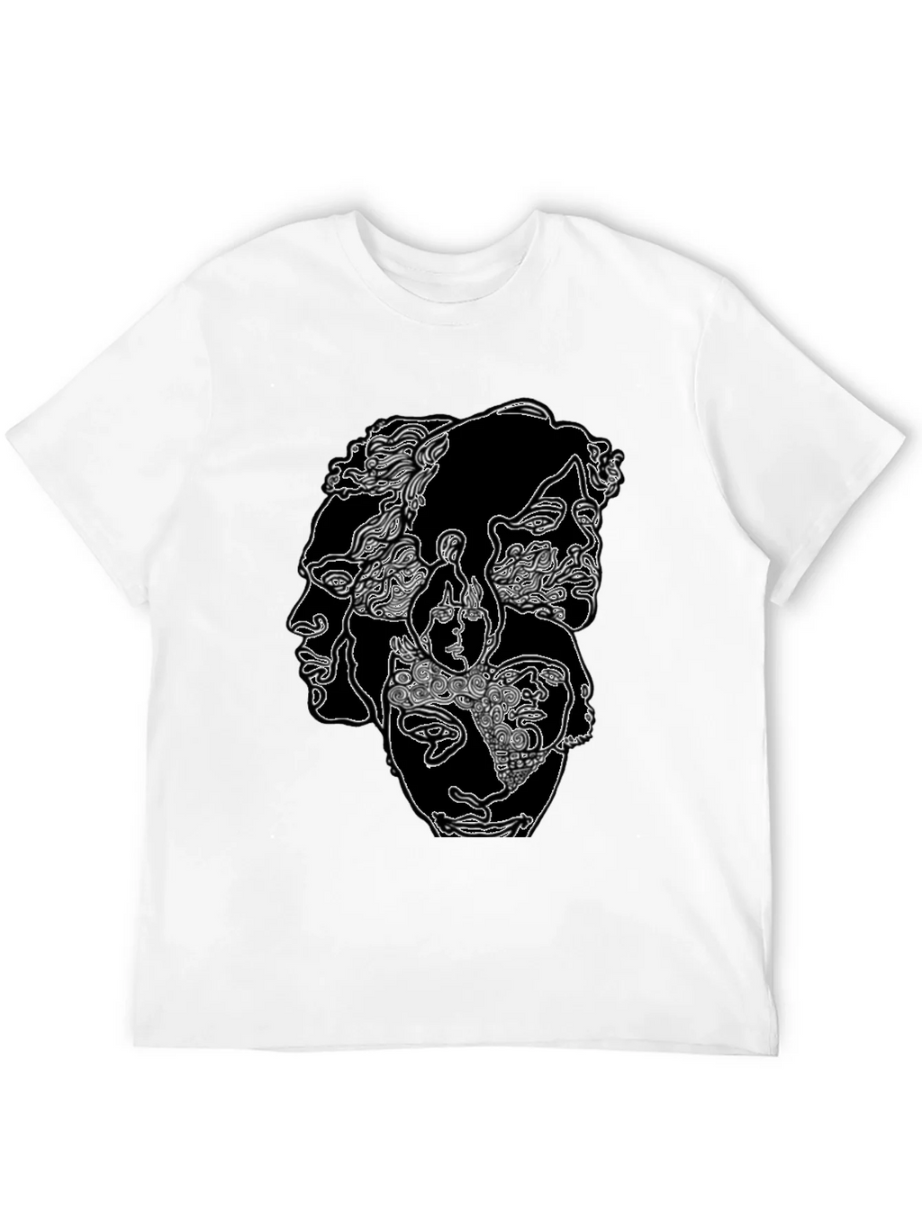 Abstract Faces Graphic Print Black T-Shirt product image 11