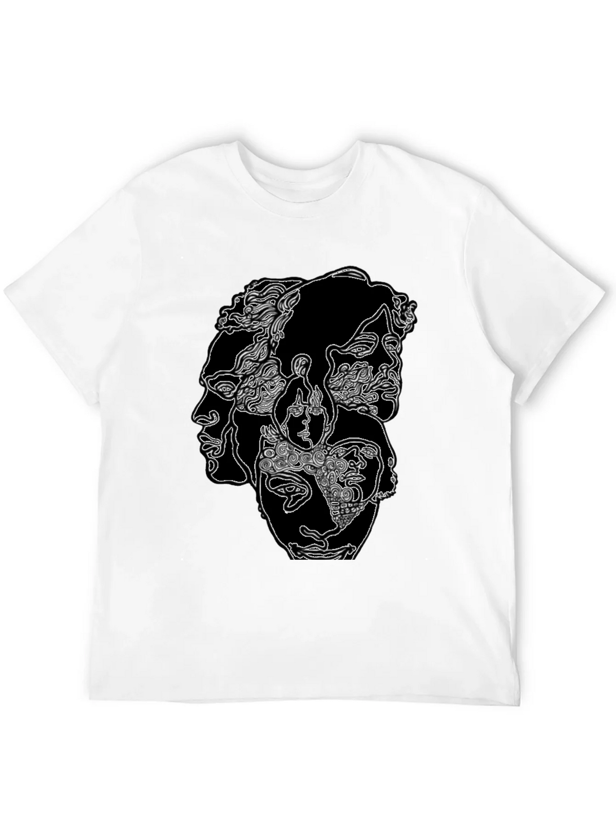 Abstract Faces Graphic Print Black T-Shirt product image 11