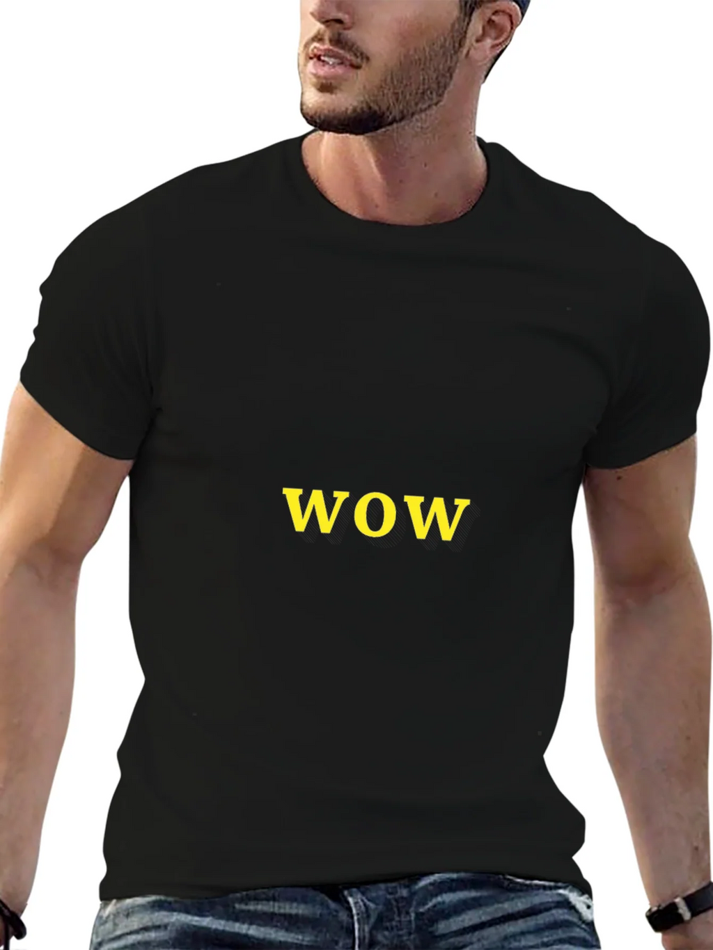 WOW Graphic Tee - Black Casual T-Shirt product image 6