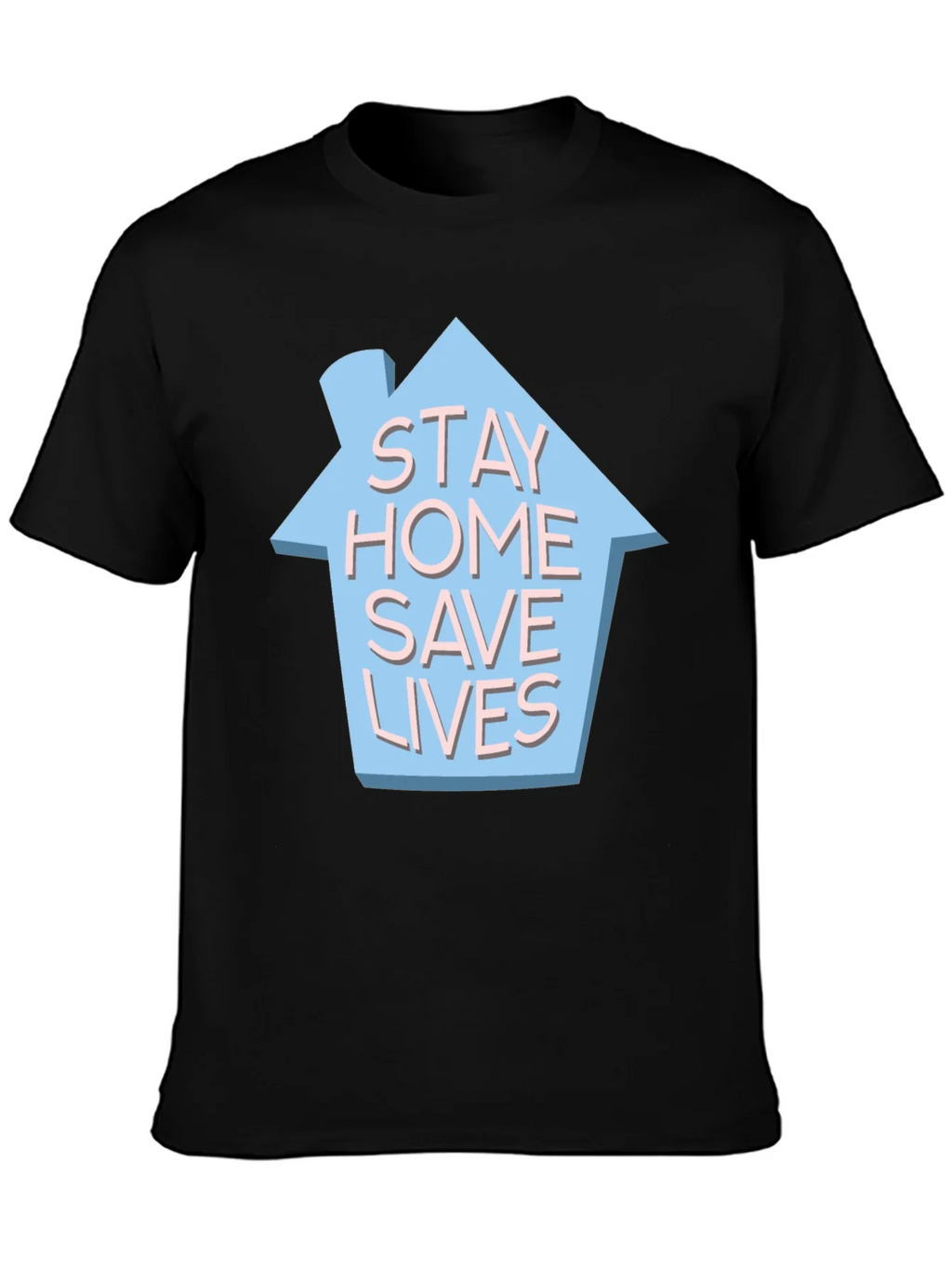Stay Home Save Lives T-Shirt - Black Cotton Casual Wear product image 3