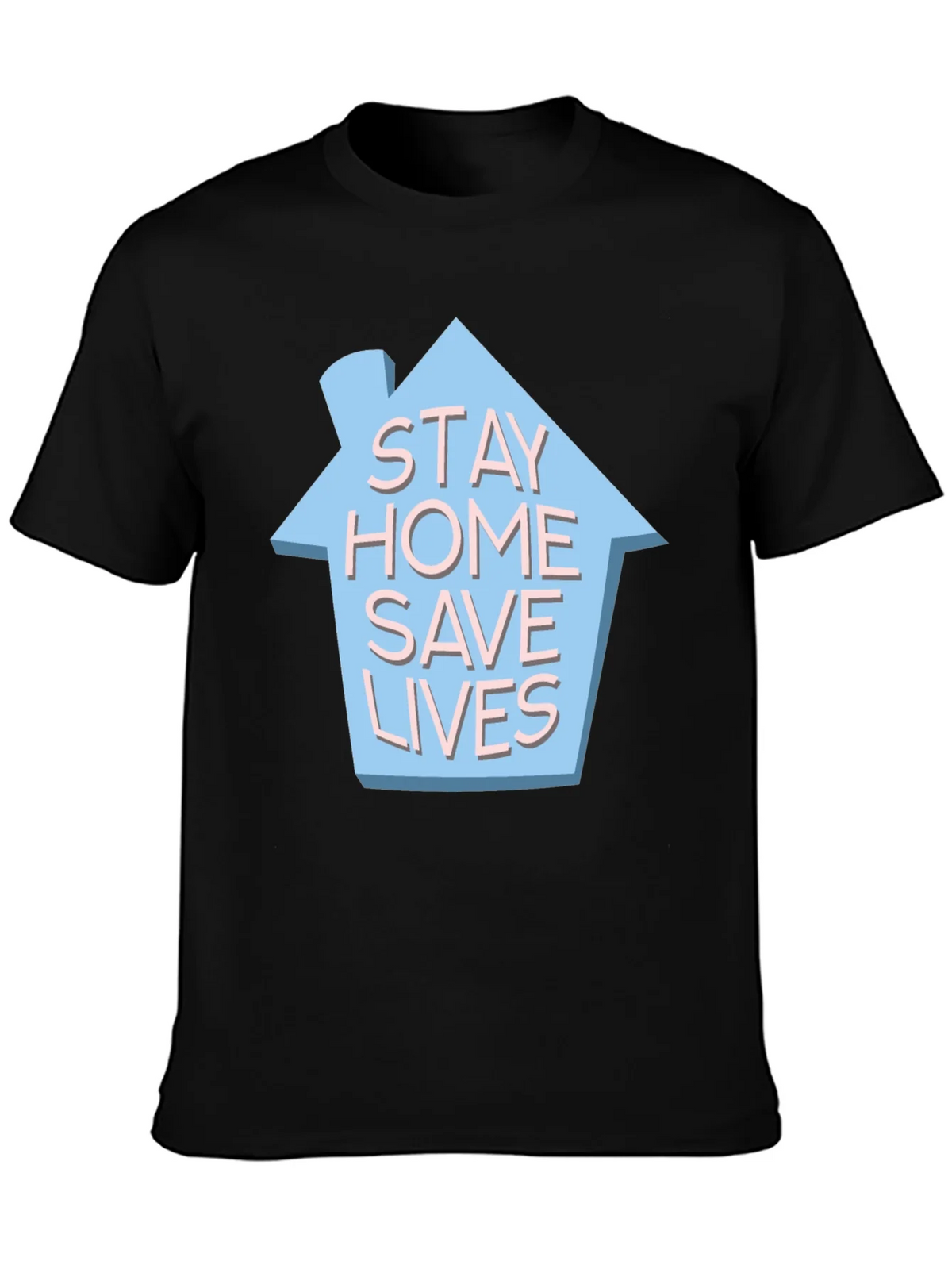 Stay Home Save Lives T-Shirt - Black Cotton Casual Wear product image 3