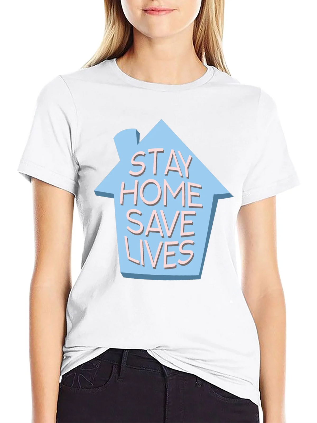 Stay Home Save Lives T-Shirt - Black Cotton Casual Wear product image 8
