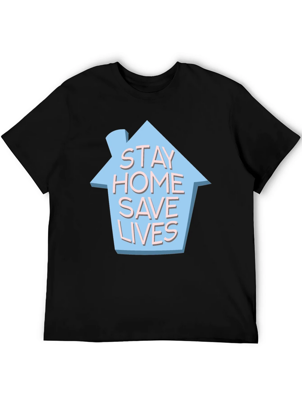 Stay Home Save Lives T-Shirt - Black Cotton Casual Wear product image 5