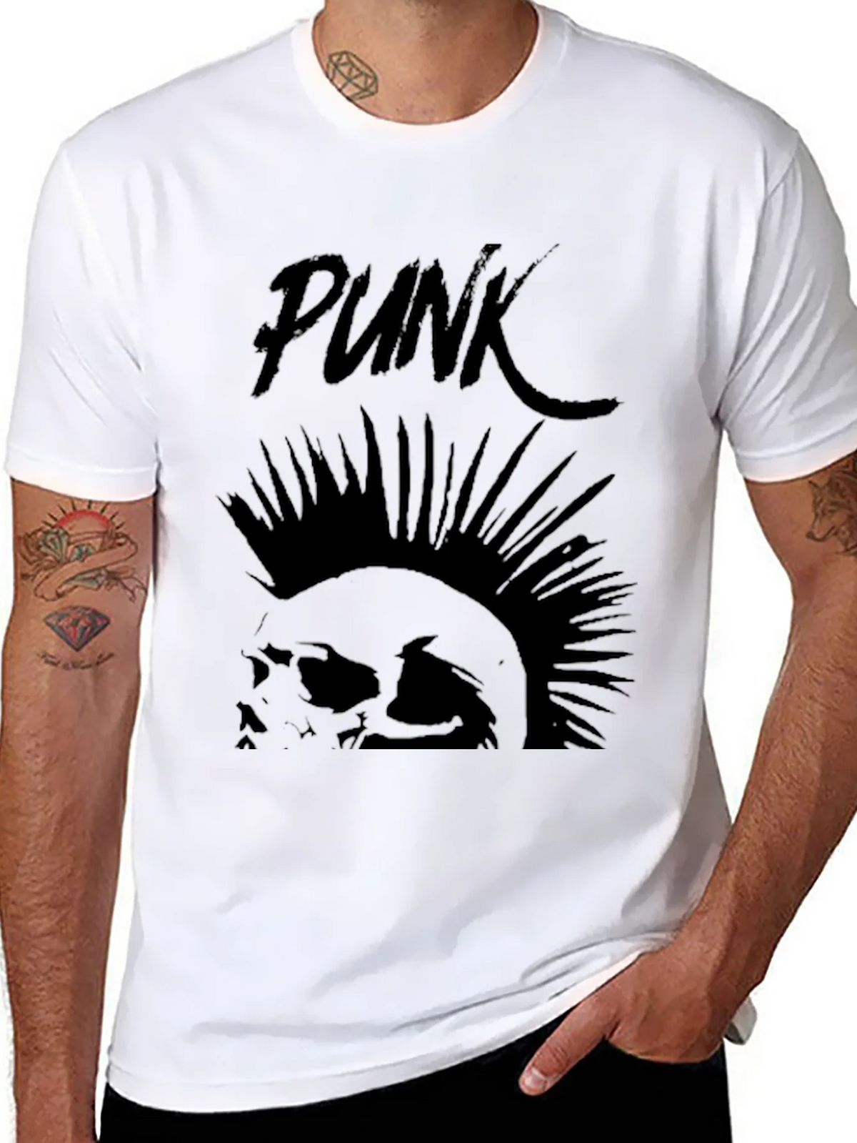 Punk Skull Graphic Tee - Black Cotton T-Shirt product image 7