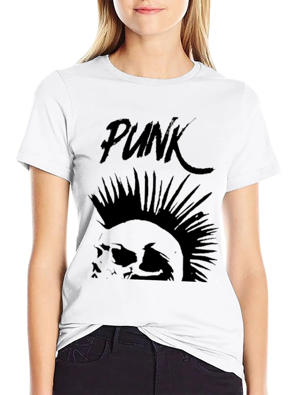 Punk Skull Graphic Tee - Black Cotton T-Shirt product image 8